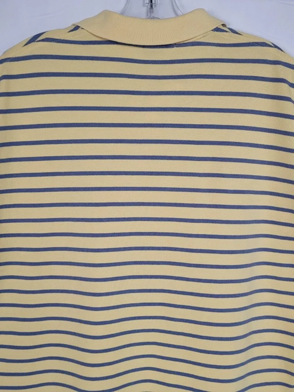 Polo Ralph Lauren Polo Shirt Men's M Yellow Blue Stripe Cotton Pony Logo Preppy